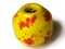 31mm Yellow with Red Spots Banded Round Vintage Macrame Ceramic Porcelain Bead bN2